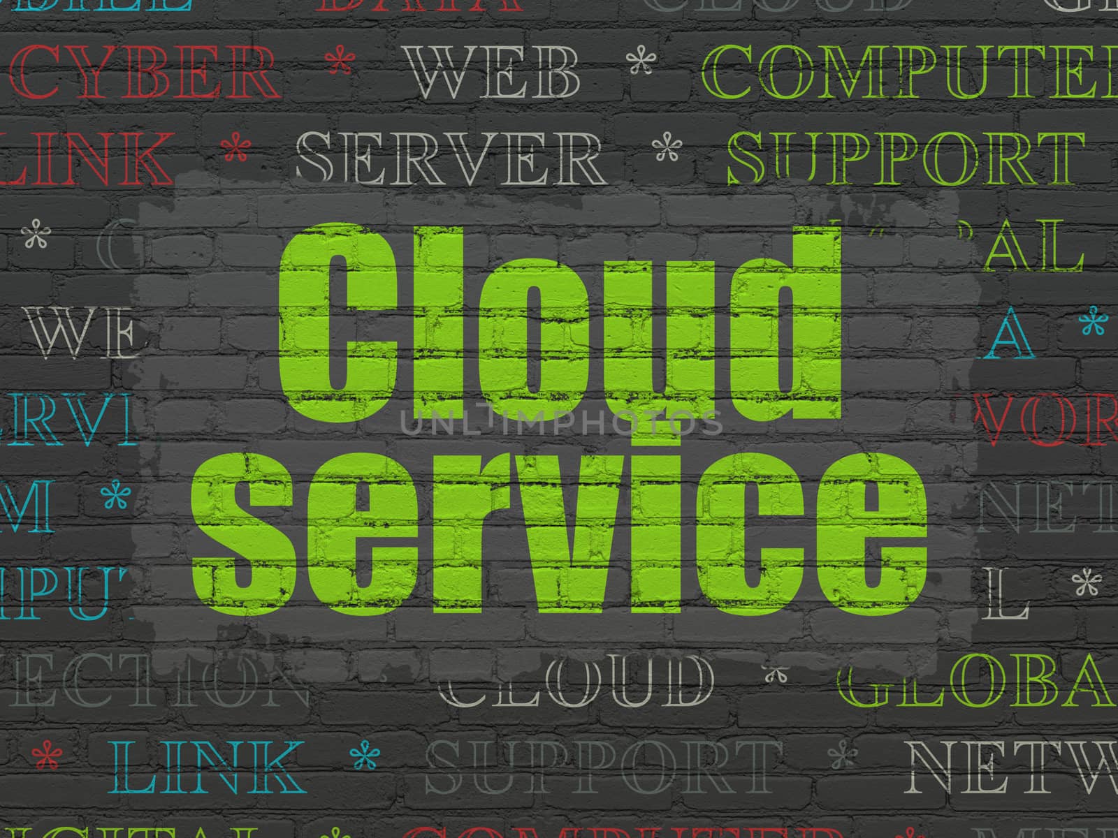 Cloud technology concept: Cloud Service on wall background by maxkabakov