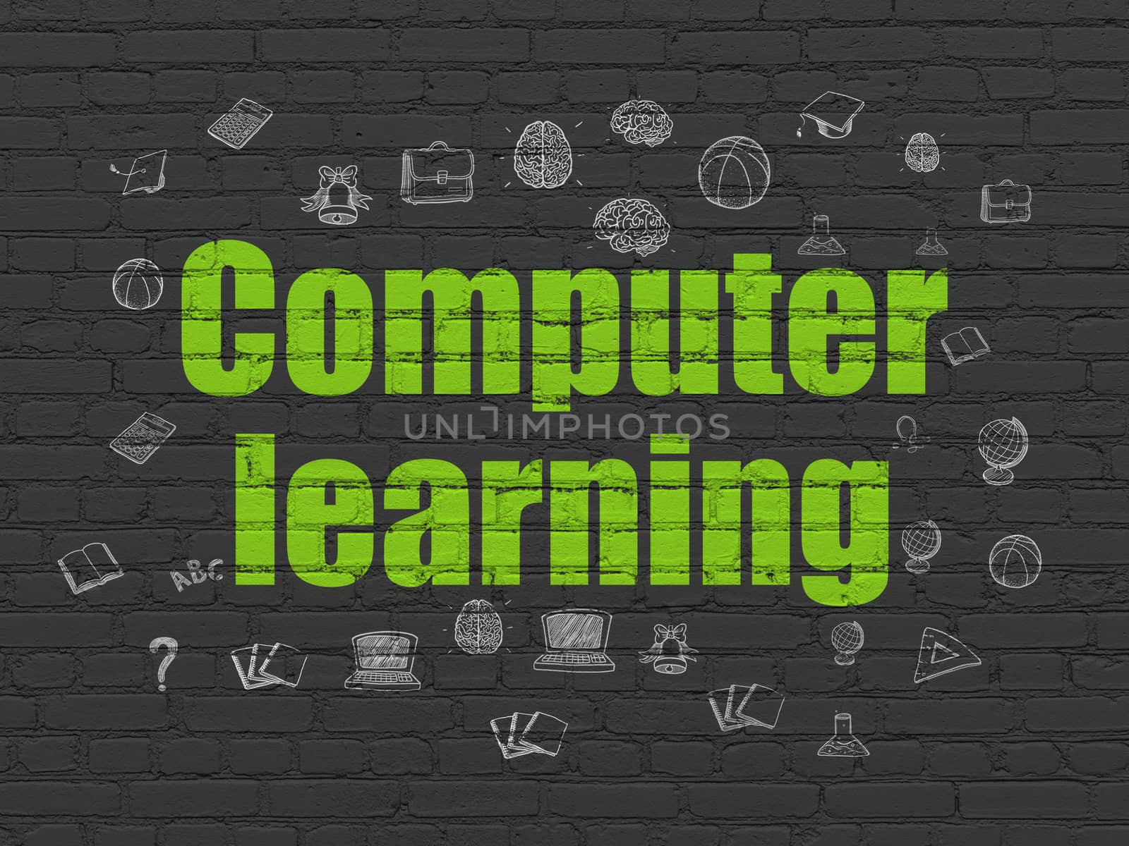 Learning concept: Computer Learning on wall background by maxkabakov