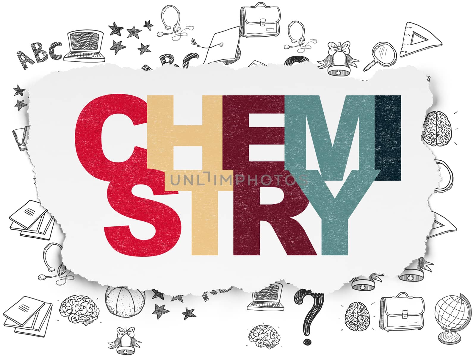 Education concept: Chemistry on Torn Paper background by maxkabakov