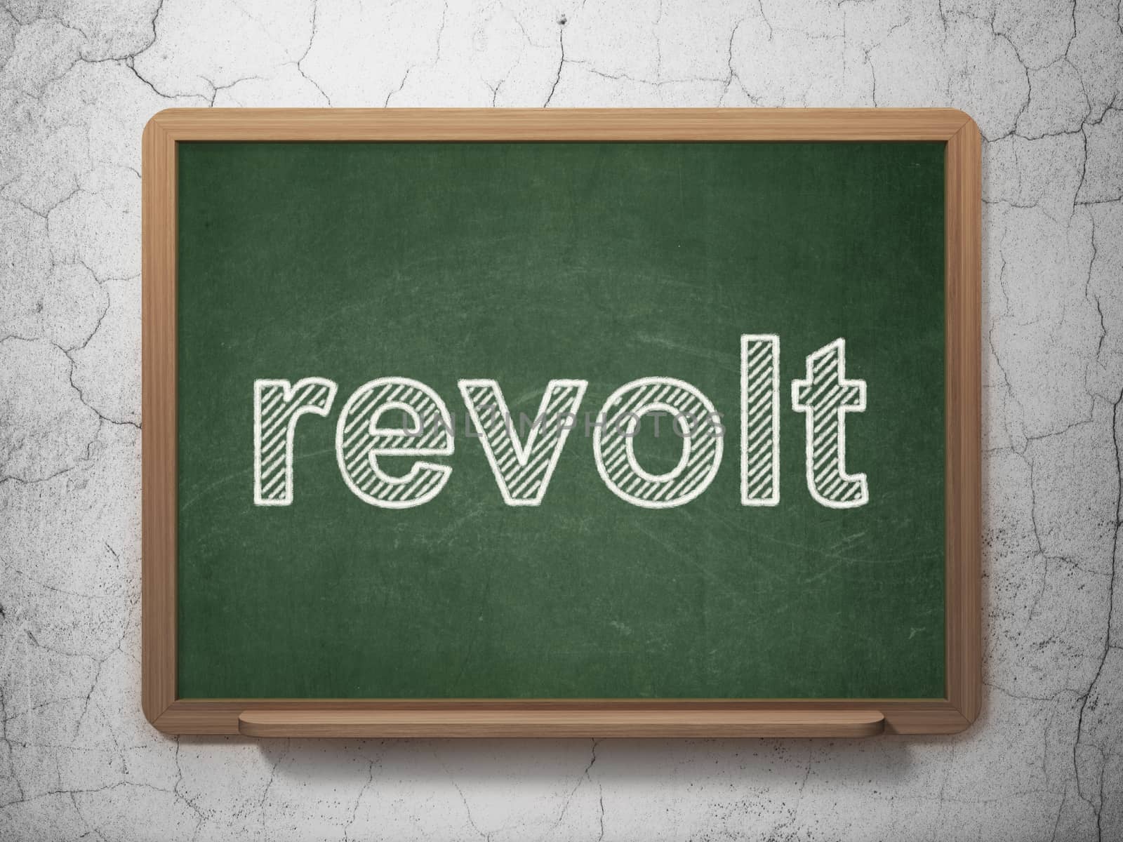 Politics concept: text Revolt on Green chalkboard on grunge wall background, 3D rendering
