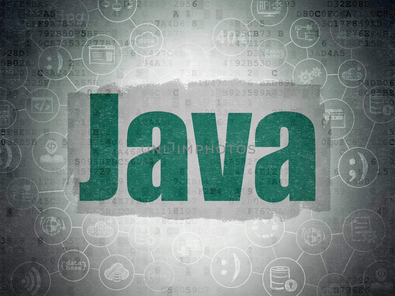 Database concept: Java on Digital Data Paper background by maxkabakov