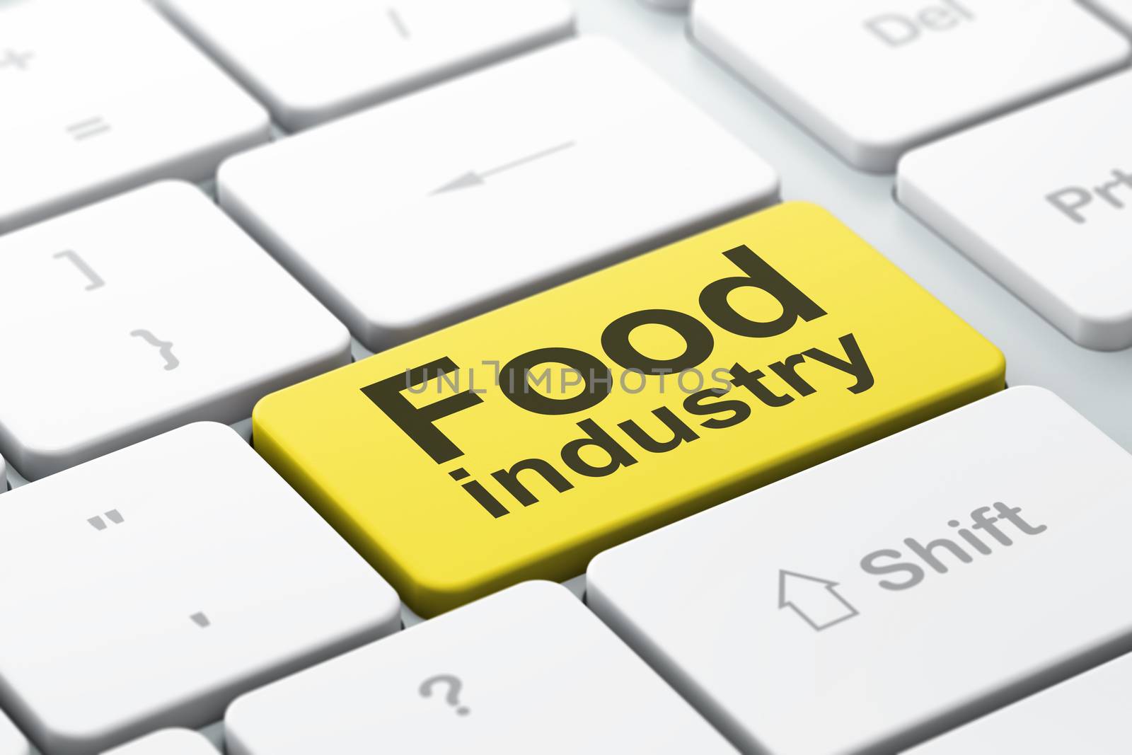Industry concept: computer keyboard with word Food Industry, selected focus on enter button background, 3D rendering