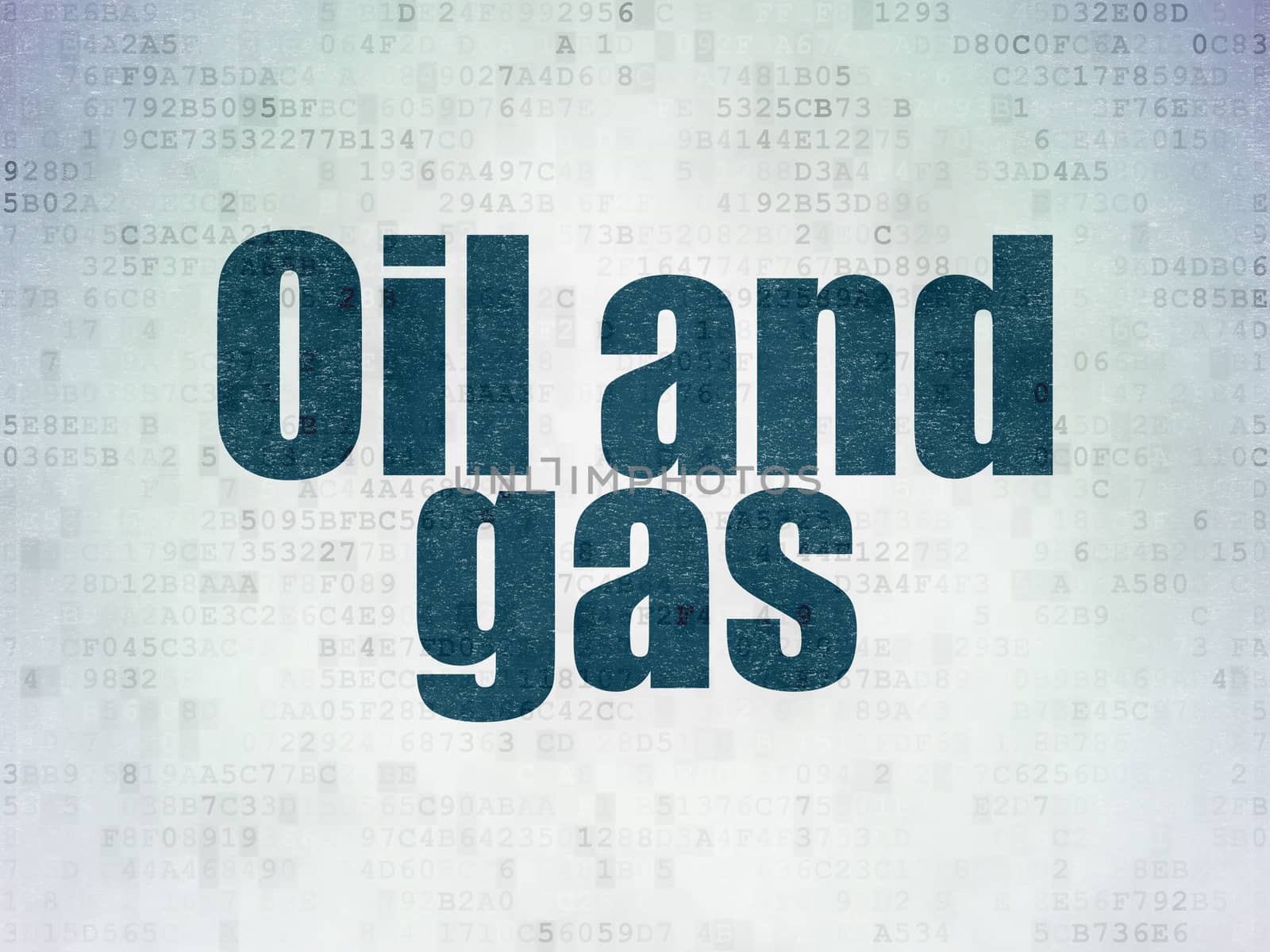 Industry concept: Painted blue word Oil and Gas on Digital Data Paper background