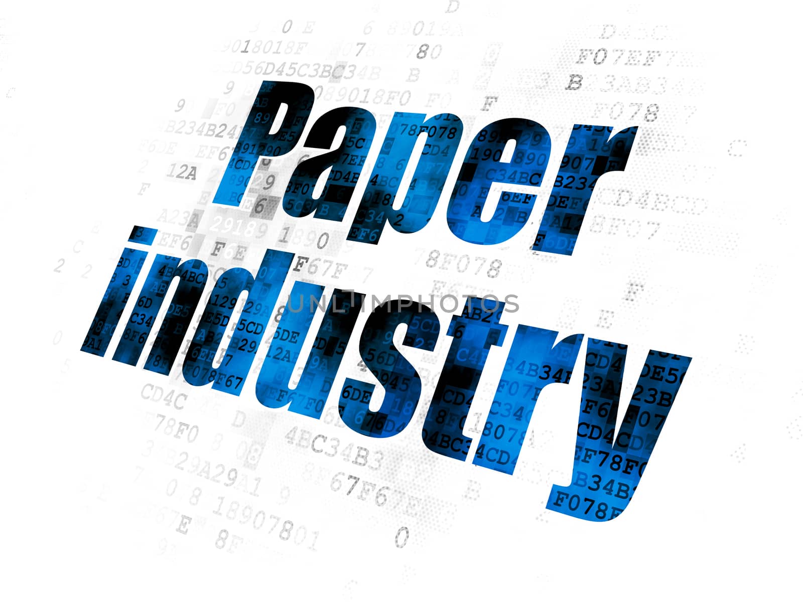 Manufacuring concept: Pixelated blue text Paper Industry on Digital background