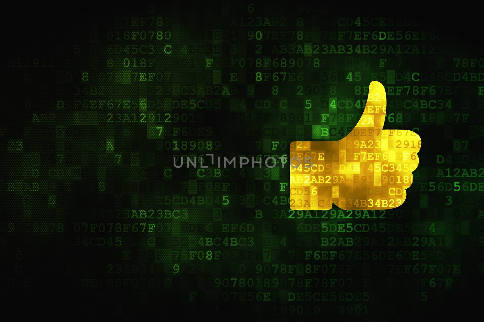 Social media concept: Thumb Up on digital background by maxkabakov