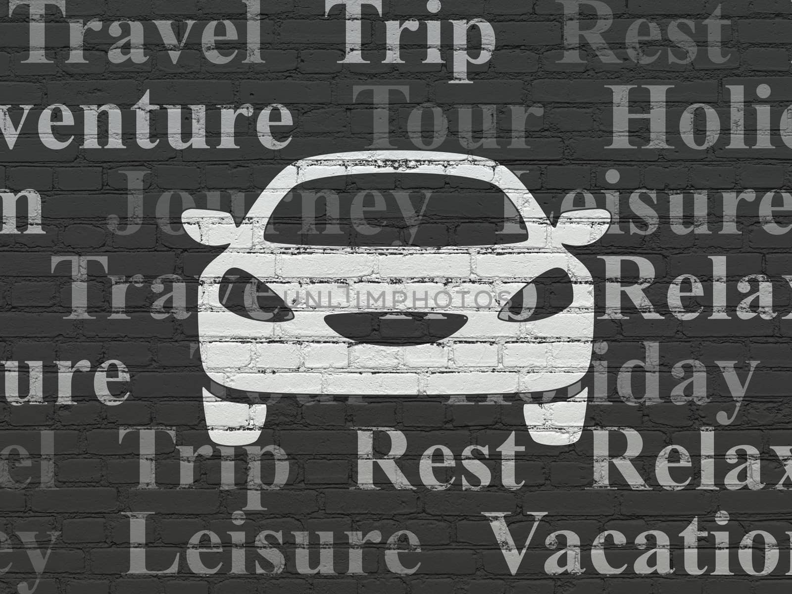 Travel concept: Car on wall background by maxkabakov