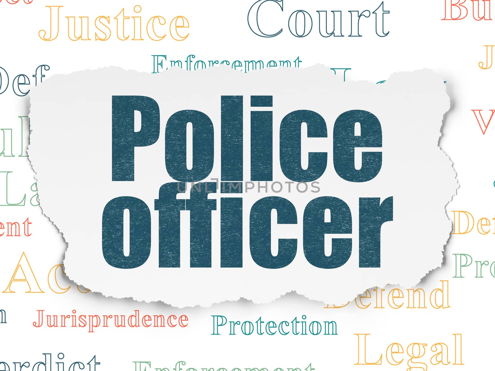 Law concept: Police Officer on Torn Paper background by maxkabakov