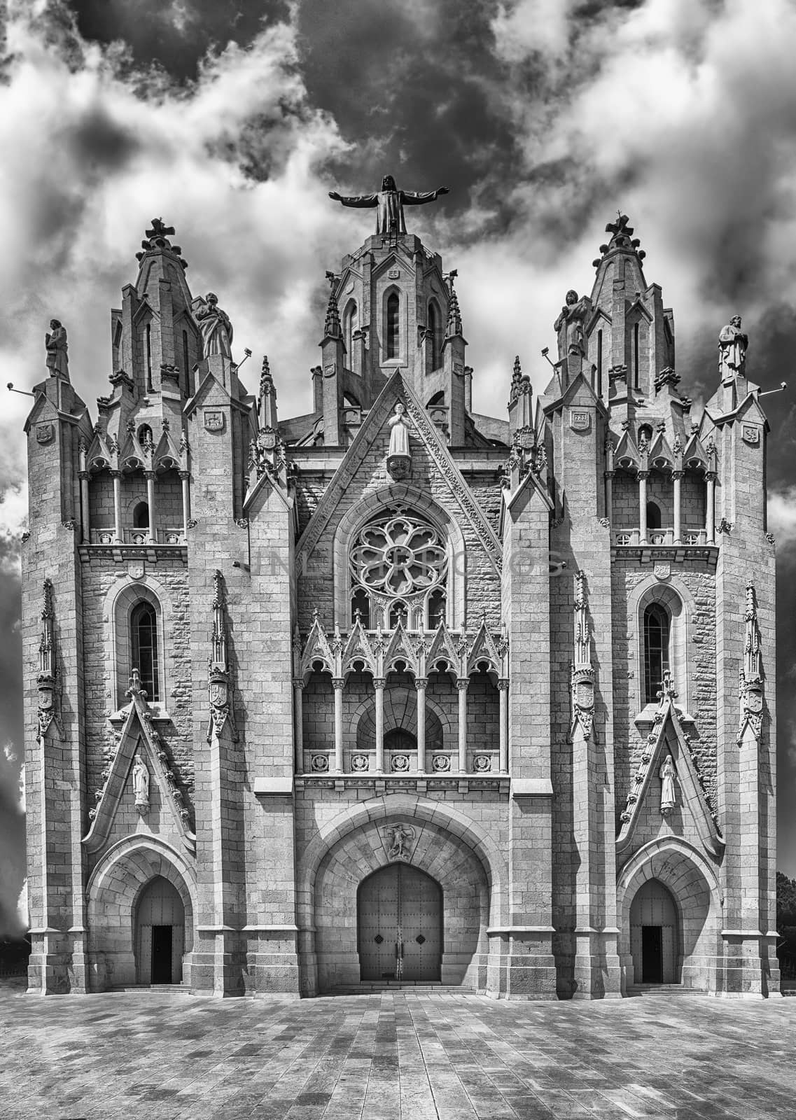 Church of the Sacred Heart, Tibidabo mountain, Barcelona, Catalo by marcorubino