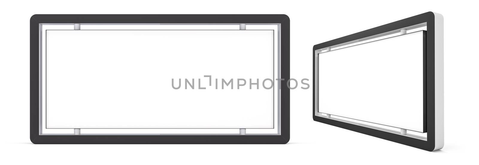 Set of outdoor white lightbox citylight advertising stand, isolated on white background. 3d illustration