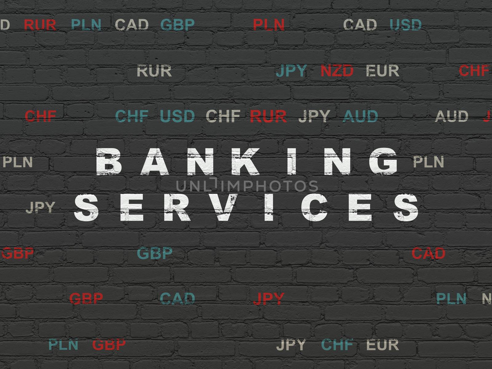 Currency concept: Banking Services on wall background by maxkabakov