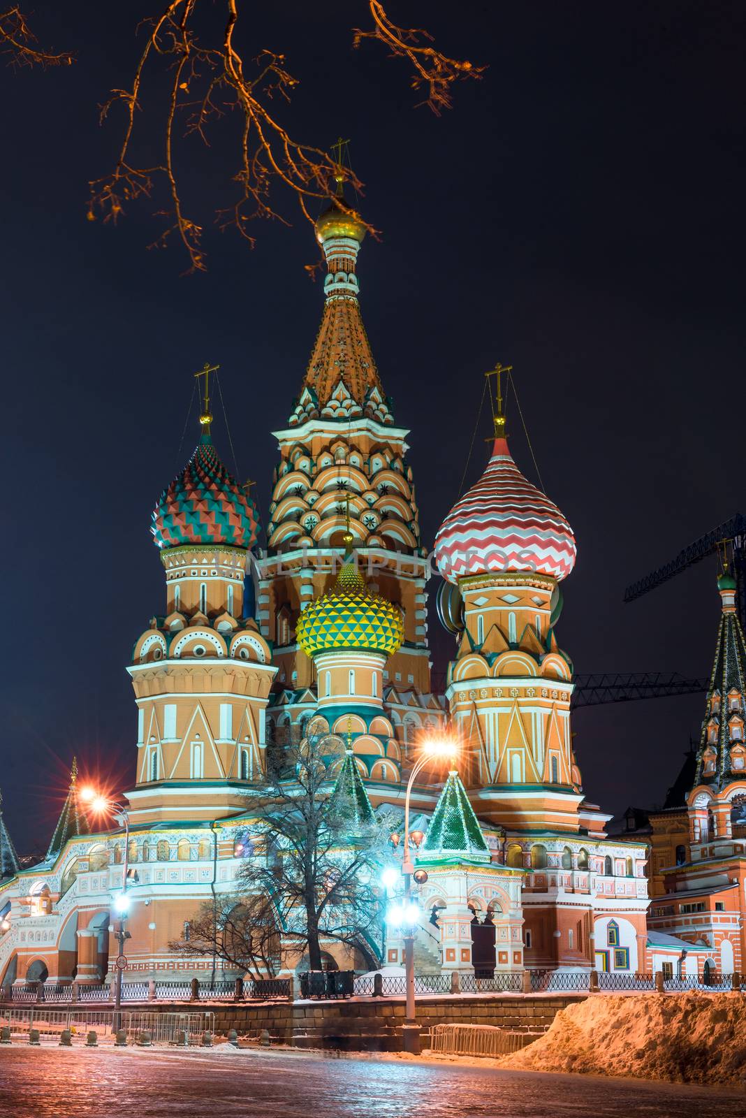 Vertical view of St. Basil's Cathedral on Red Square in the cent by kosmsos111