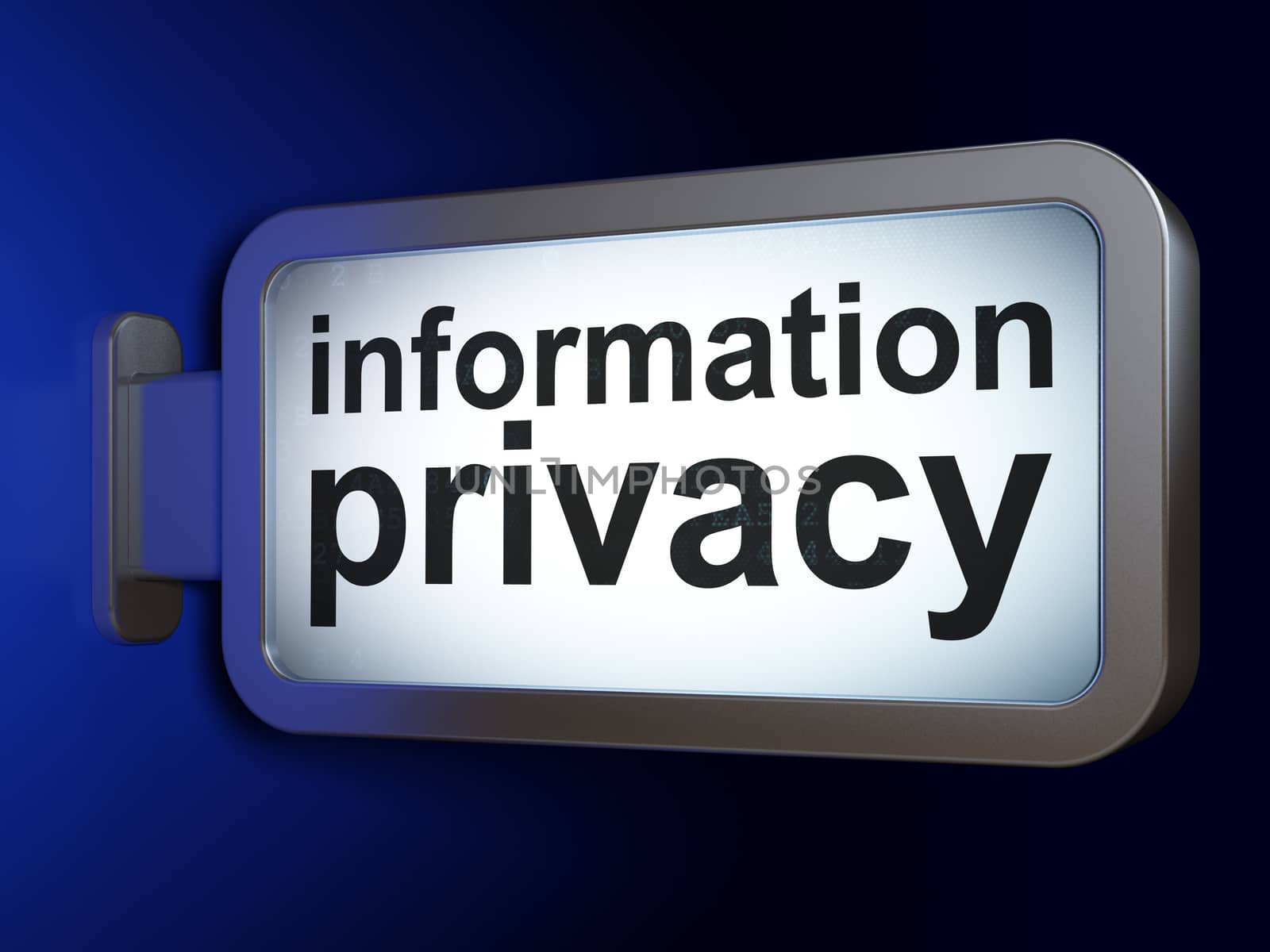 Privacy concept: Information Privacy on advertising billboard background, 3D rendering