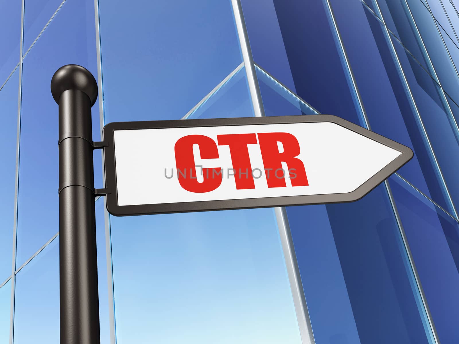 Business concept: sign CTR on Building background, 3D rendering