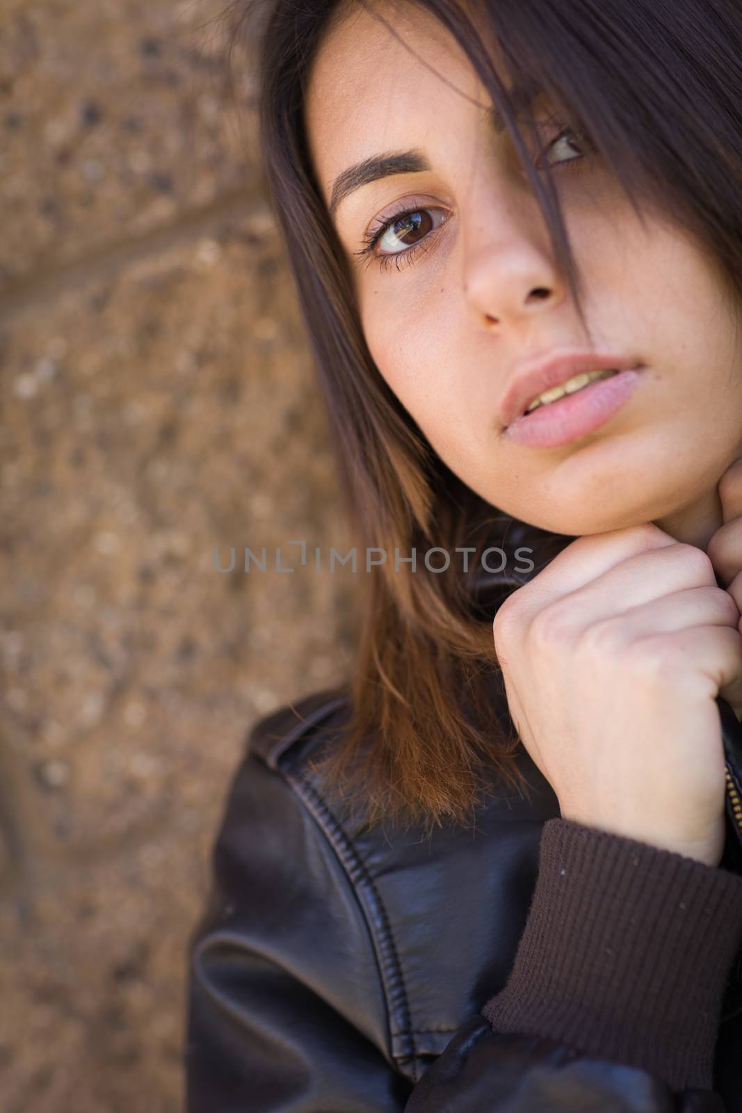 Beautiful Meloncholy Mixed Race Young Woman Portrait Outside. by Feverpitched