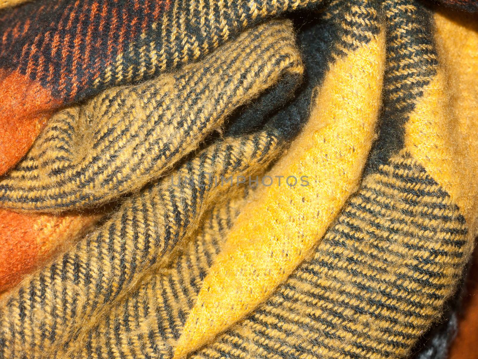 folded wool blanket close up texture detail; essex; england; uk