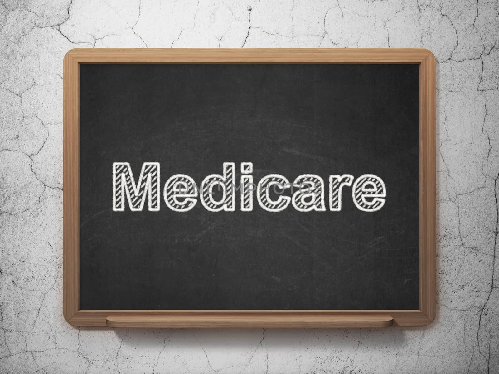 Health concept: text Medicare on Black chalkboard on grunge wall background, 3D rendering