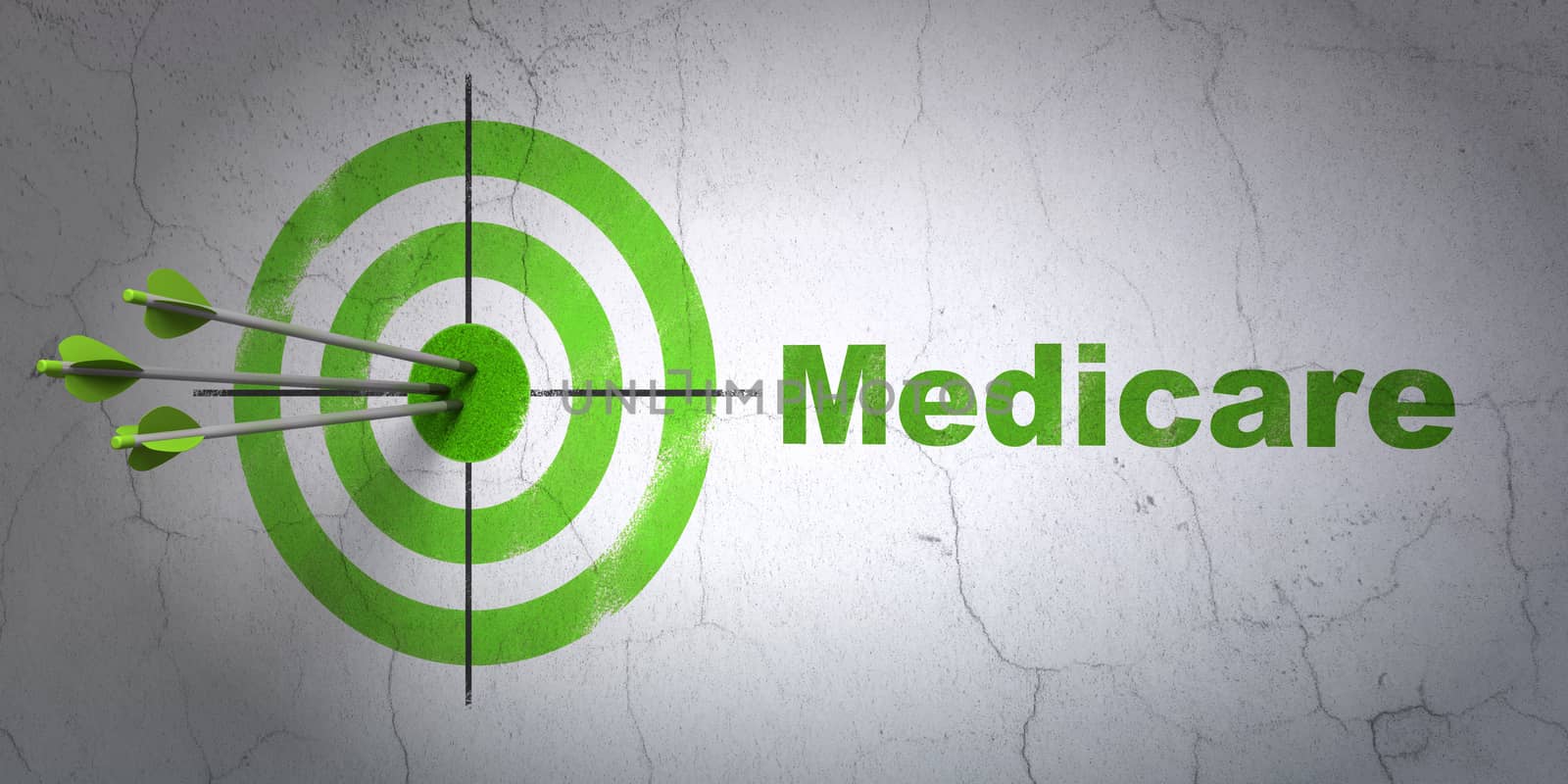 Healthcare concept: target and Medicare on wall background by maxkabakov