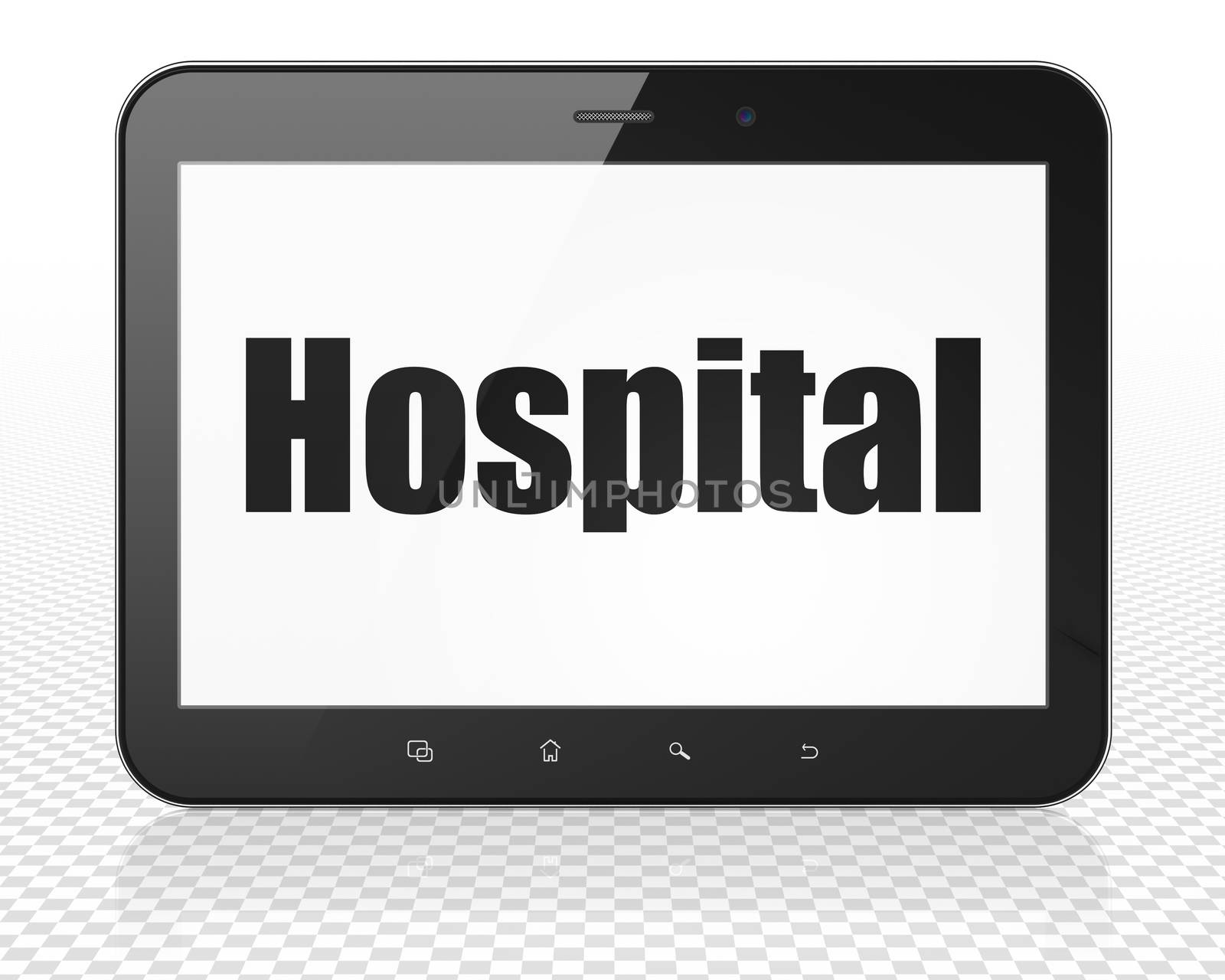 Health concept: Tablet Pc Computer with Hospital on display by maxkabakov