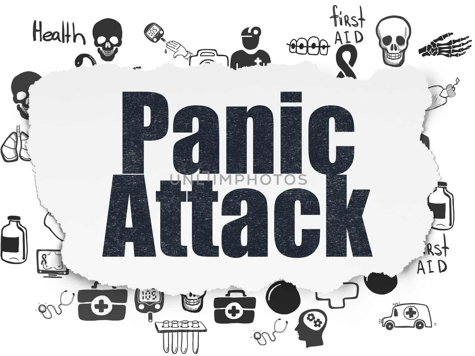 Healthcare concept: Panic Attack on Torn Paper background by maxkabakov