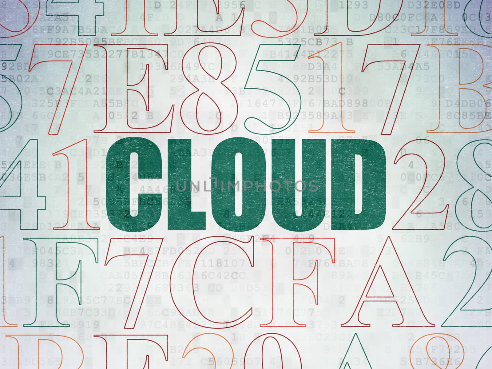 Cloud technology concept: Cloud on Digital Data Paper background by maxkabakov
