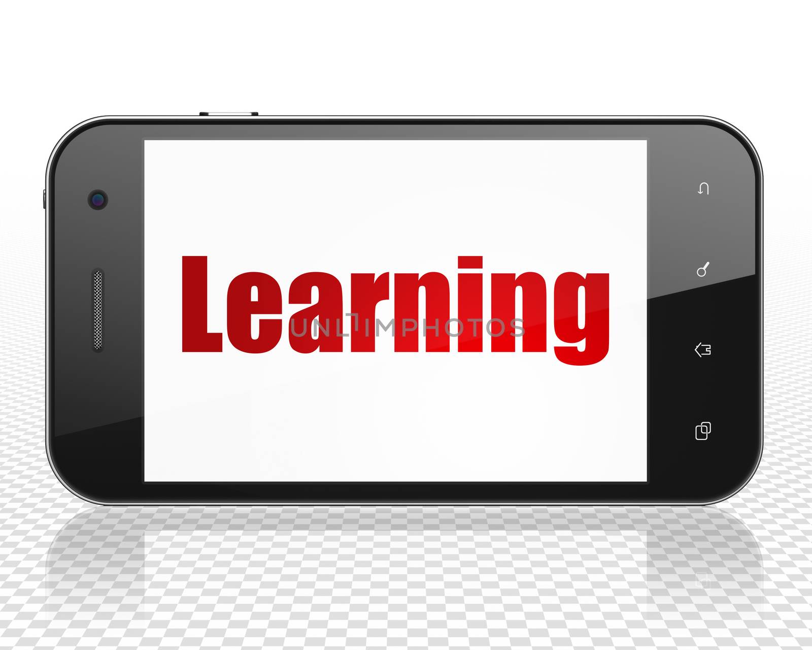 Learning concept: Smartphone with Learning on display by maxkabakov