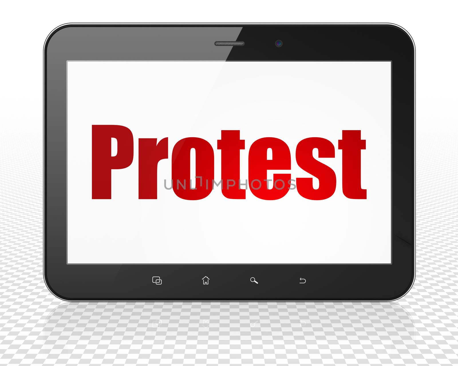 Politics concept: Tablet Pc Computer with Protest on display by maxkabakov