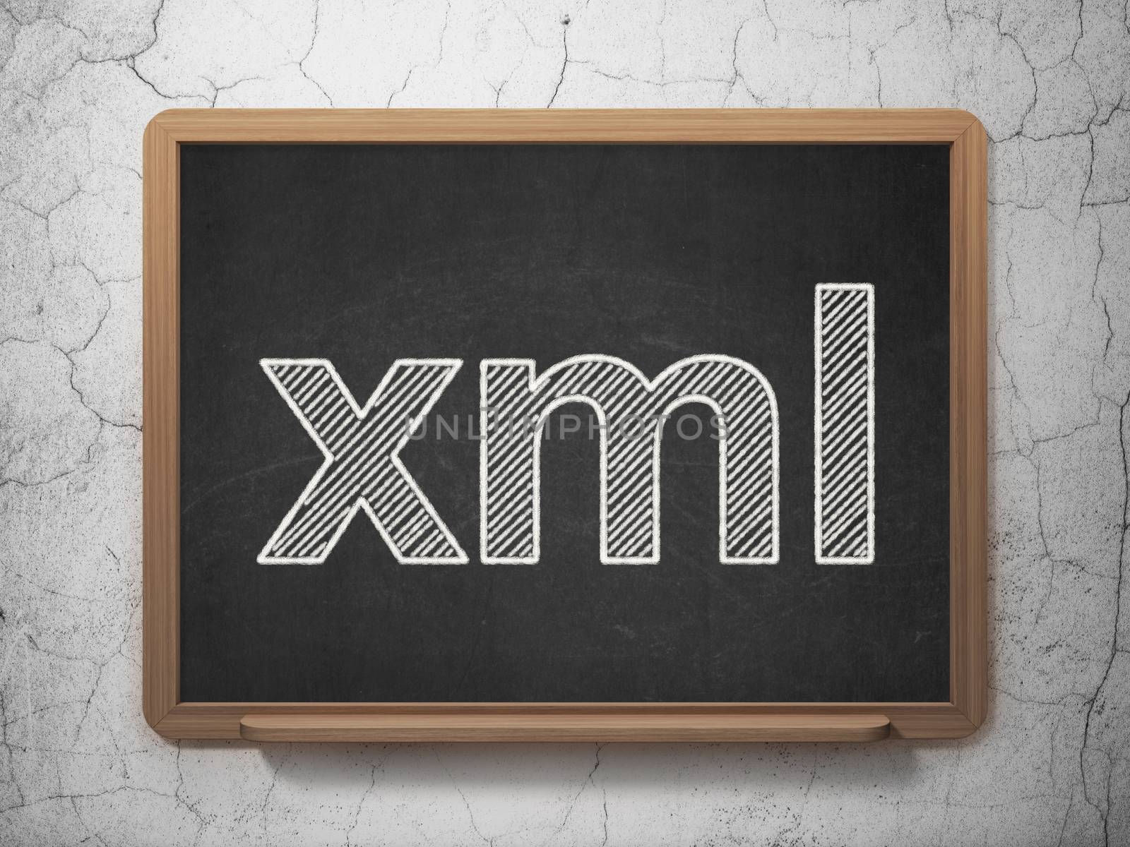 Programming concept: Xml on chalkboard background by maxkabakov