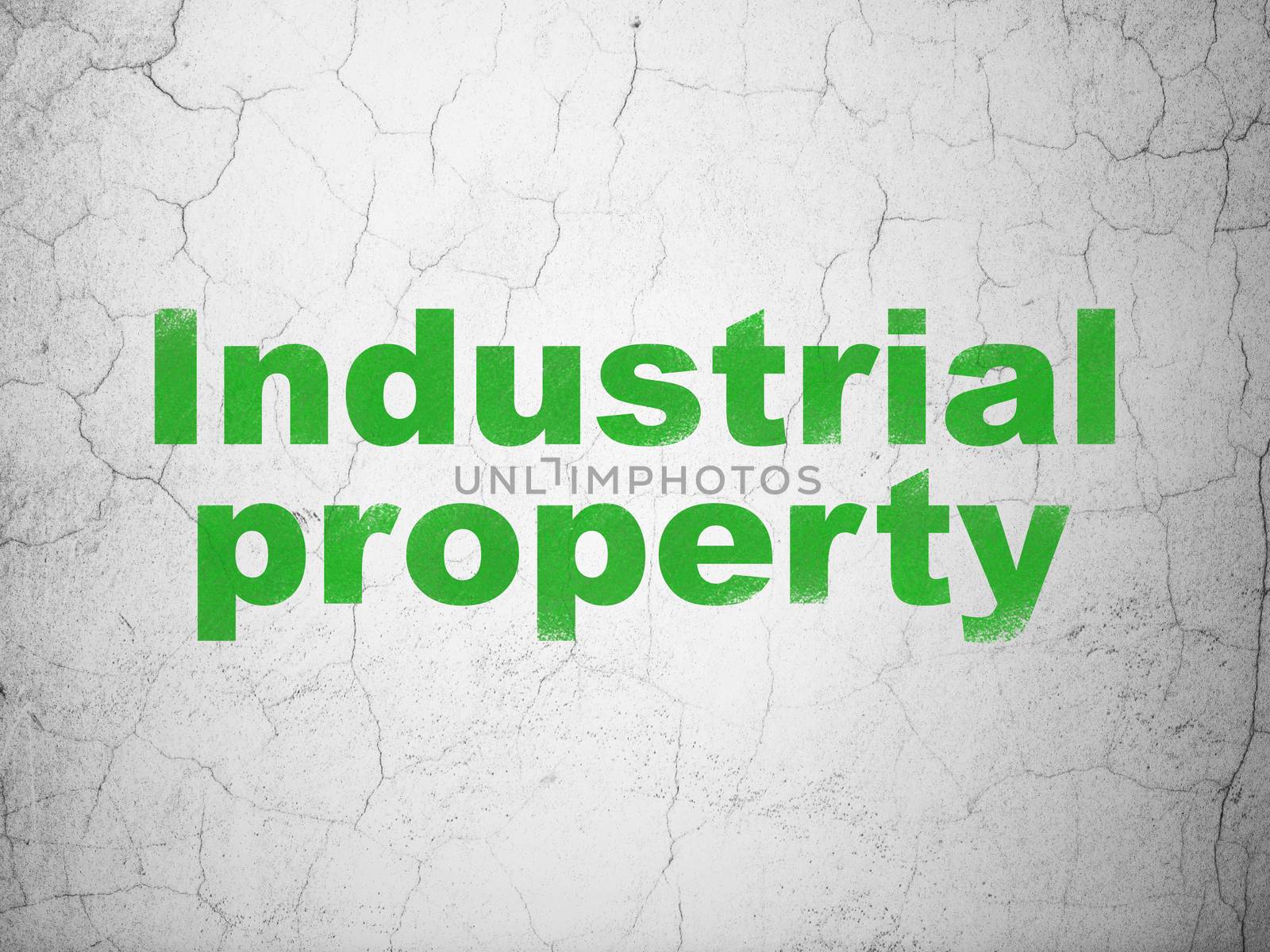 Law concept: Green Industrial Property on textured concrete wall background