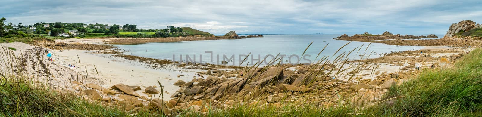 Panorama of a beach close to Morlaix in northern brittany