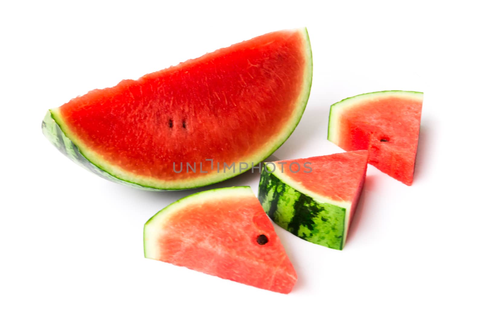 Watermelon with sliced on white background, fruit for healthy concept