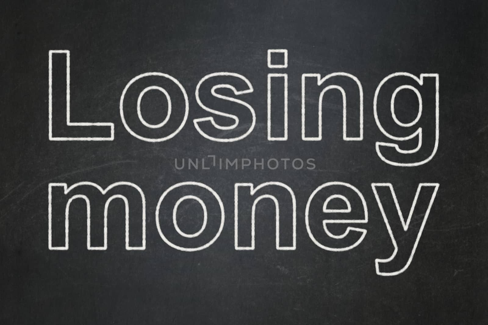 Banking concept: Losing Money on chalkboard background by maxkabakov