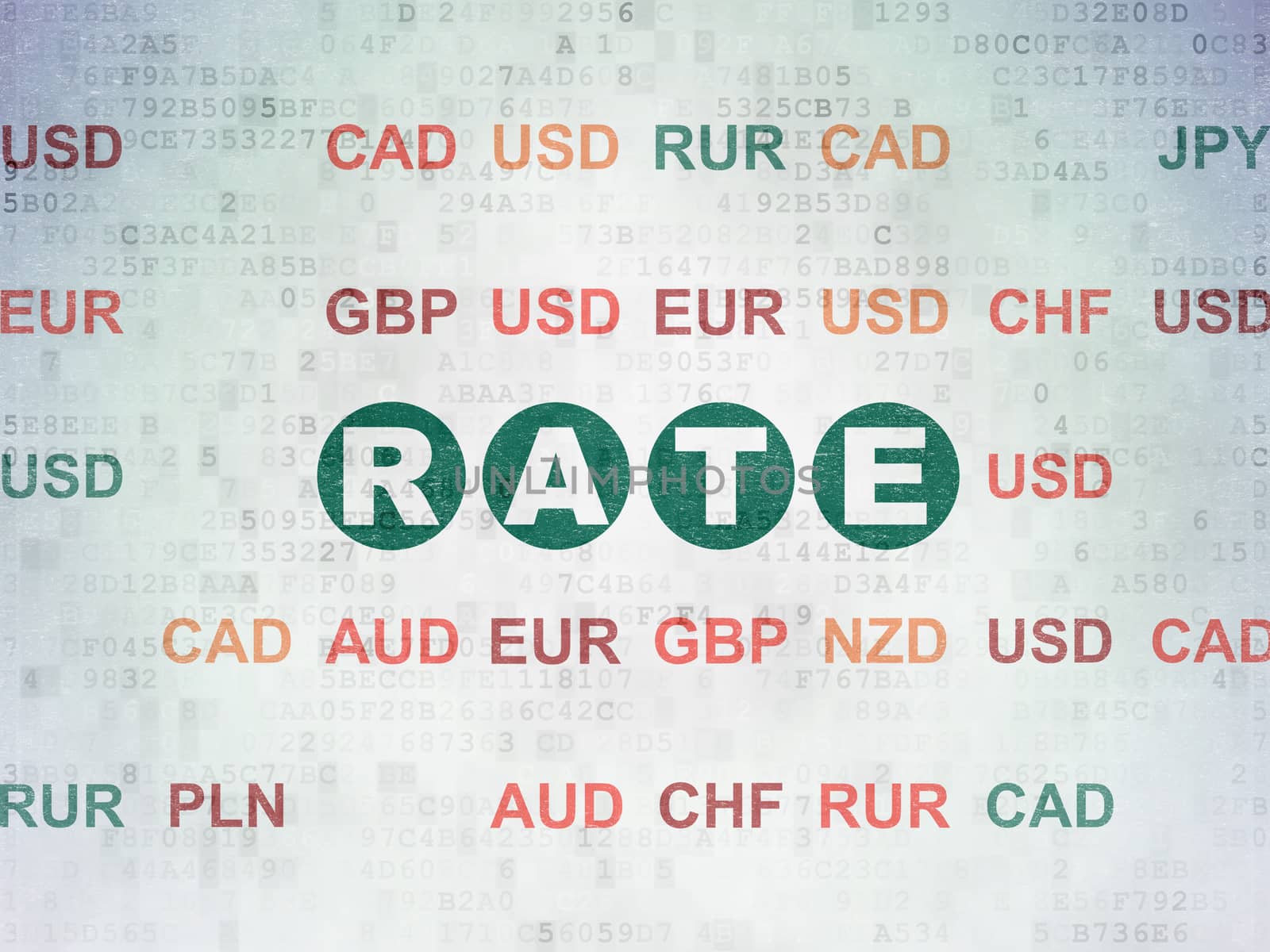 Currency concept: Rate on Digital Data Paper background by maxkabakov