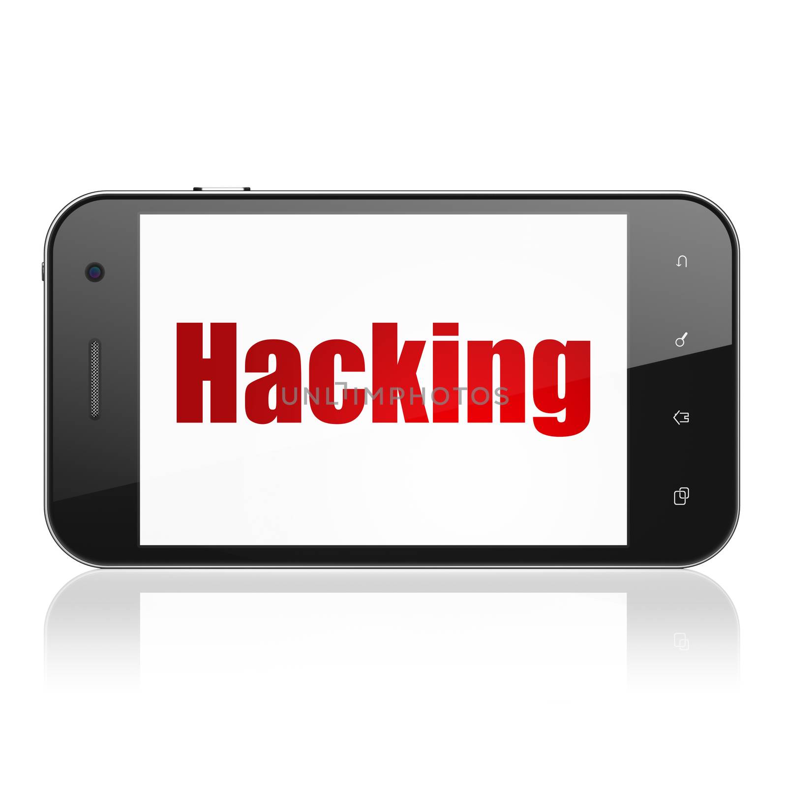 Safety concept: Smartphone with Hacking on display by maxkabakov