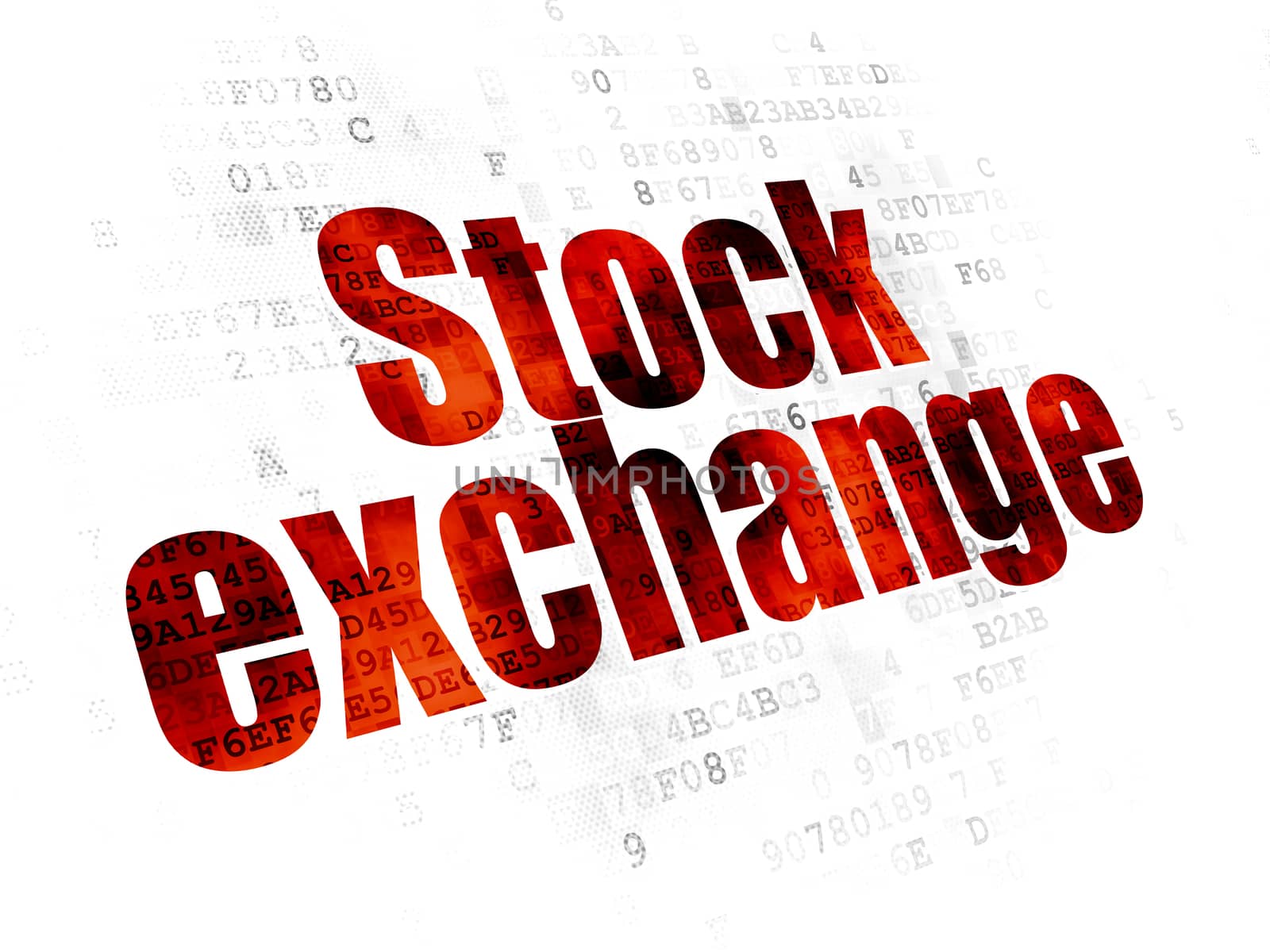 Finance concept: Pixelated red text Stock Exchange on Digital background