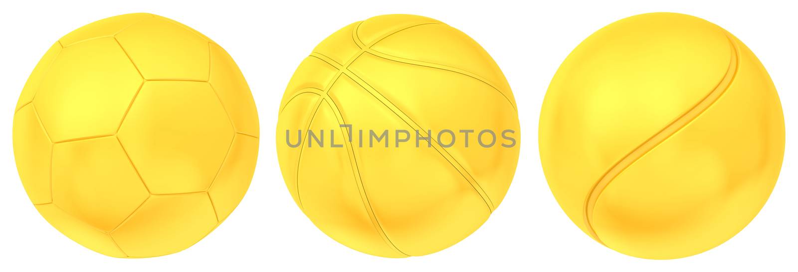 Collection of gold balls isolated on white background by Mirexon