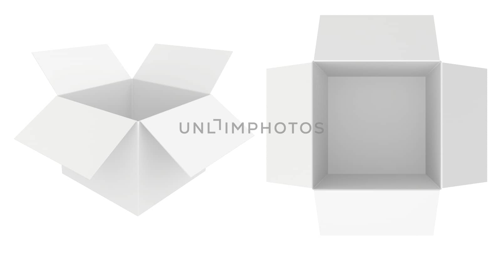 Set white cardboard paper isolated on background. 3d rendering by Mirexon