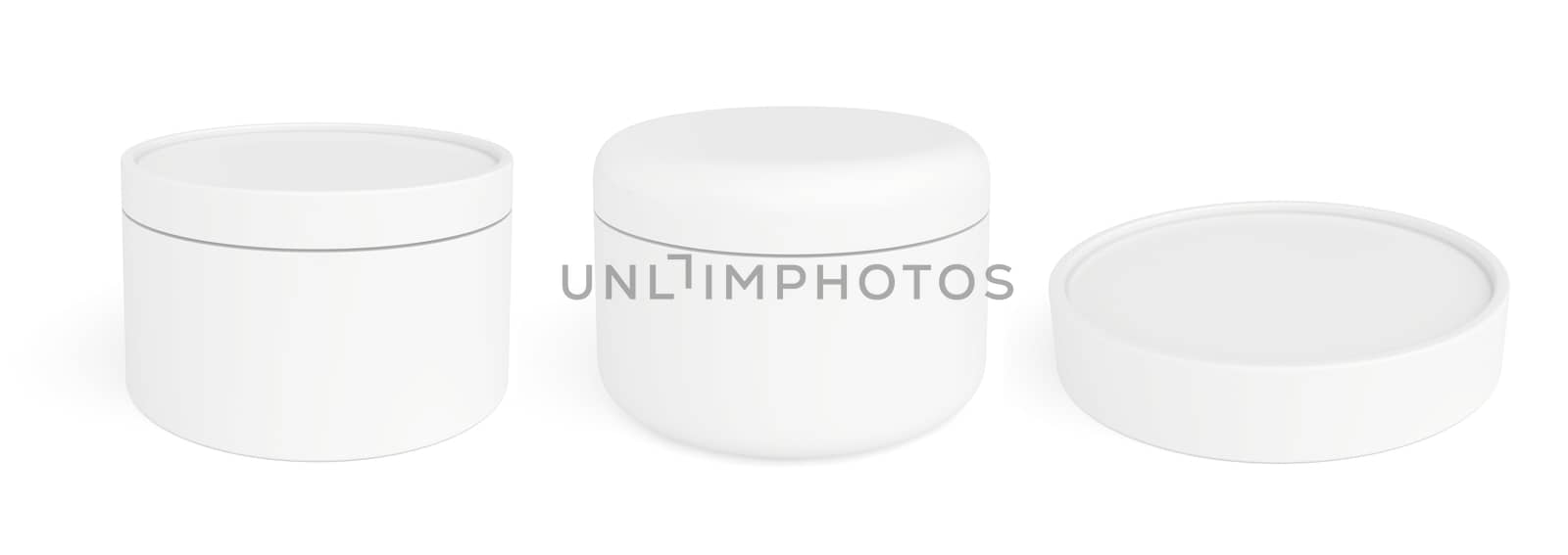 Set white can jar isolated on background. 3d rendering.