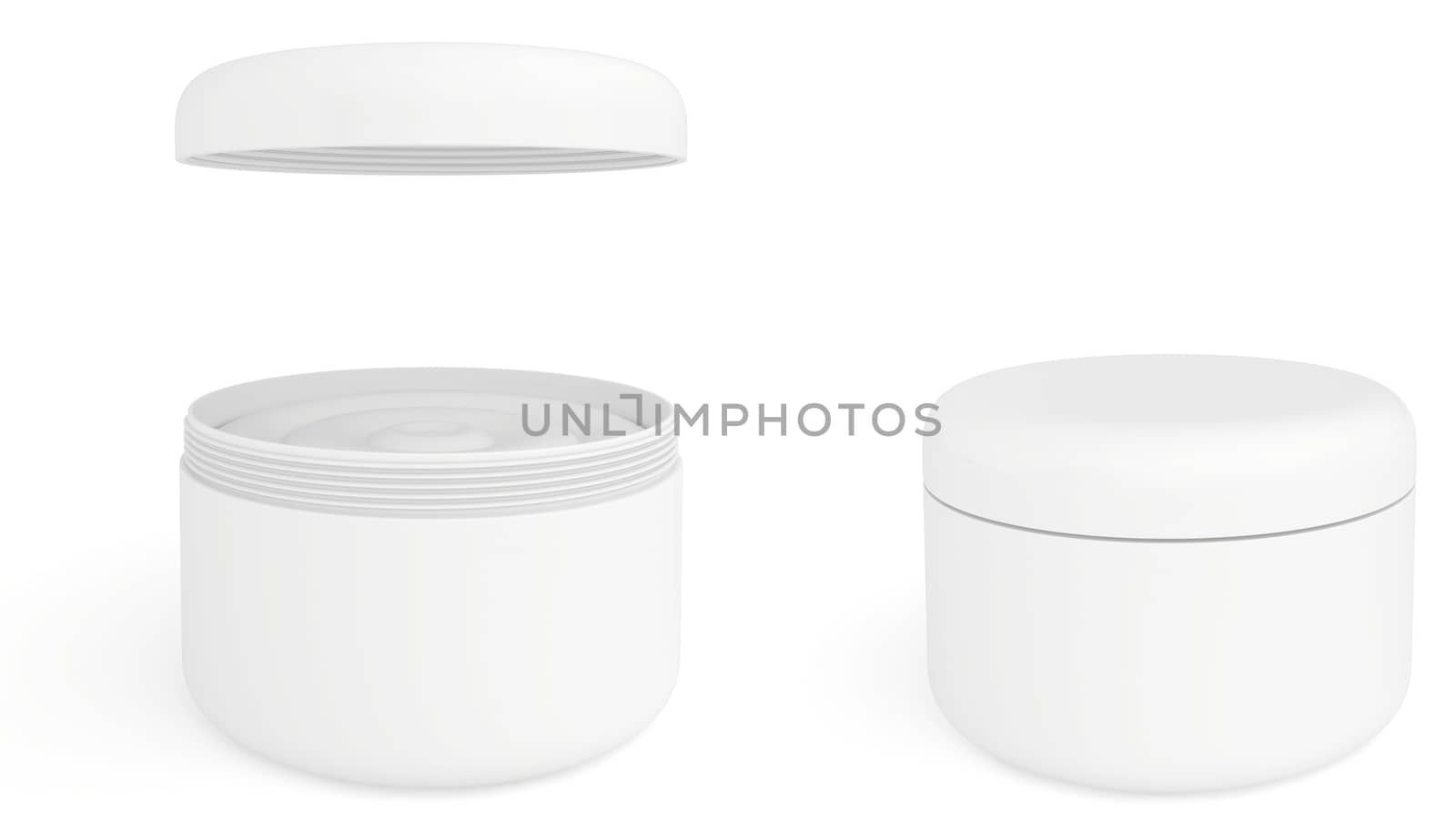 Set white can jar isolated on background. 3d rendering. by Mirexon