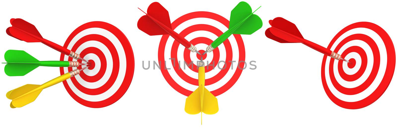 Set darts isolated on white background. 3d rendering