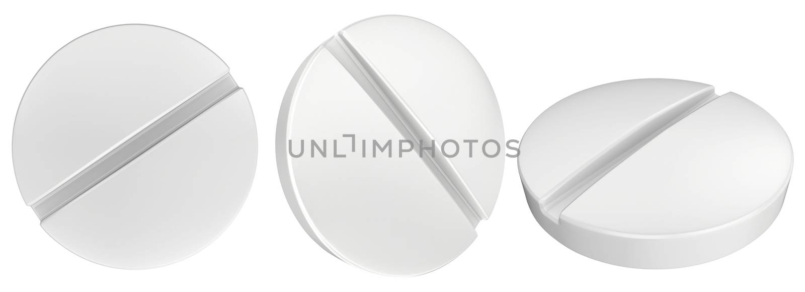 Set white tablet isolated on white backround. 3d rendering.