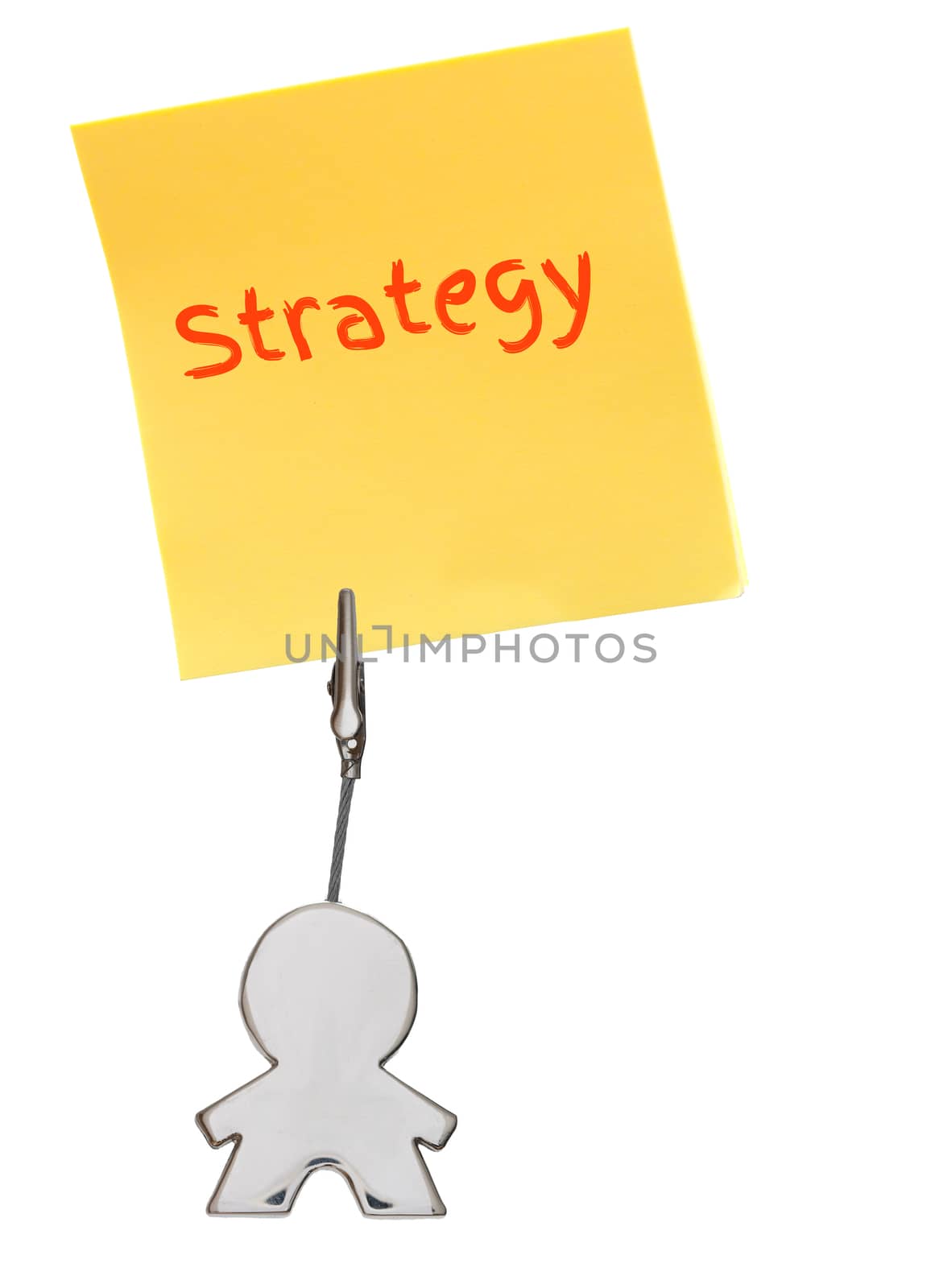 Orange sticker, paper note isolated on white, strategy by asafaric