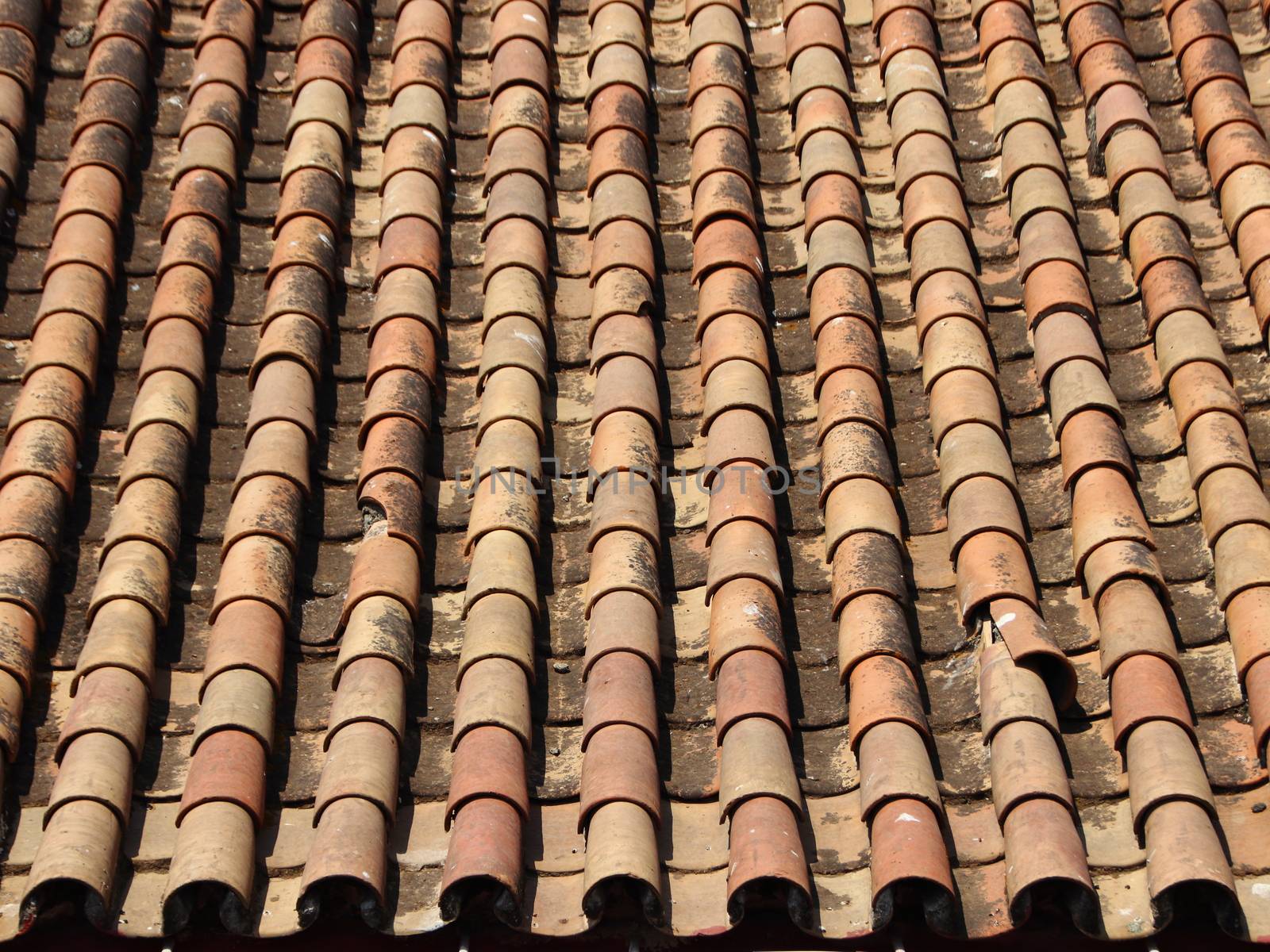 Old Tile Brick Roof with Ending in Warm Colors by HoleInTheBox