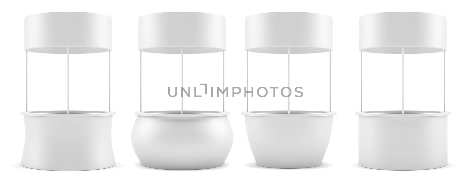 Set of Ewmpty Blank Empty Retail Stand. Mock Up Template. 3d Illustration