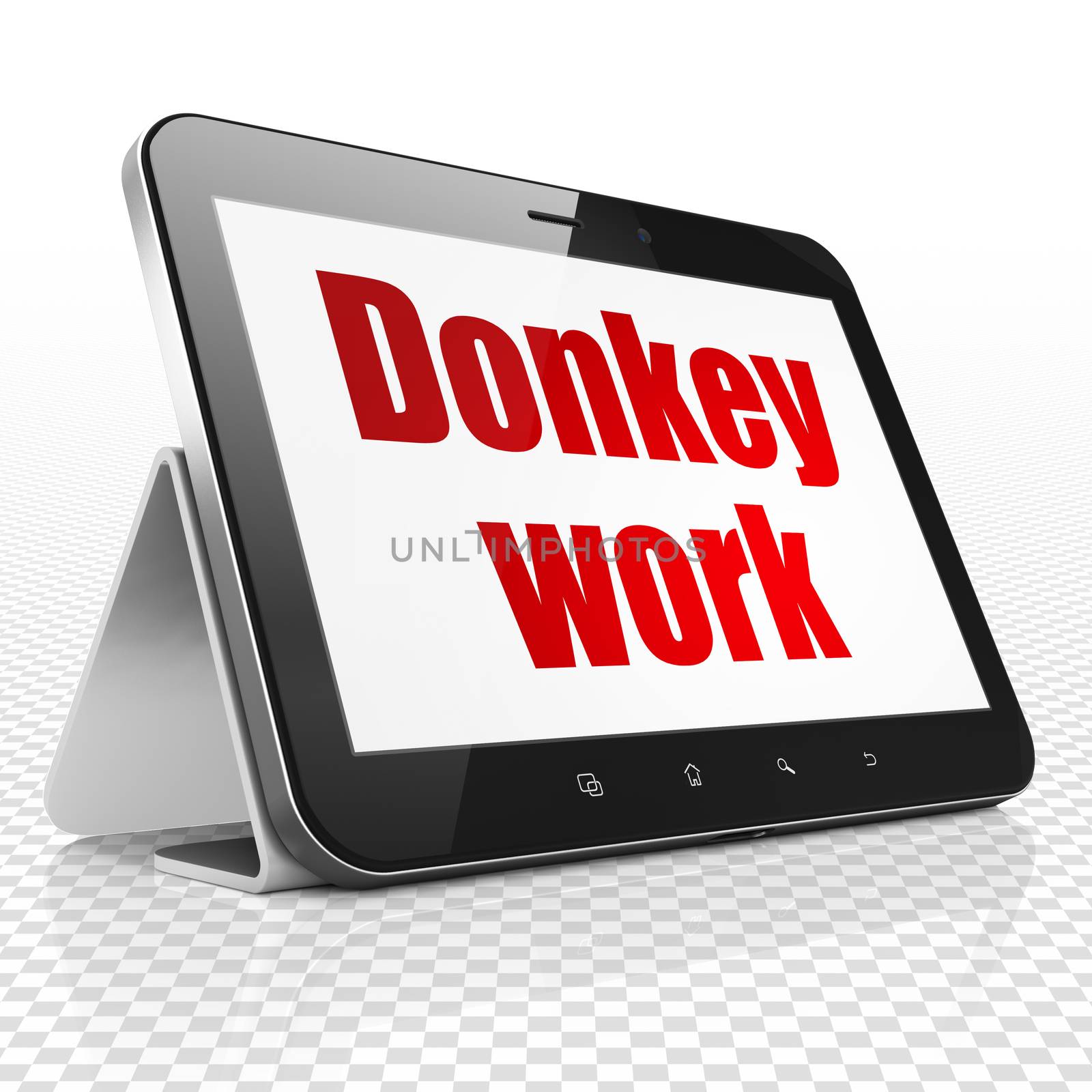 Business concept: Tablet Computer with Donkey Work on display by maxkabakov