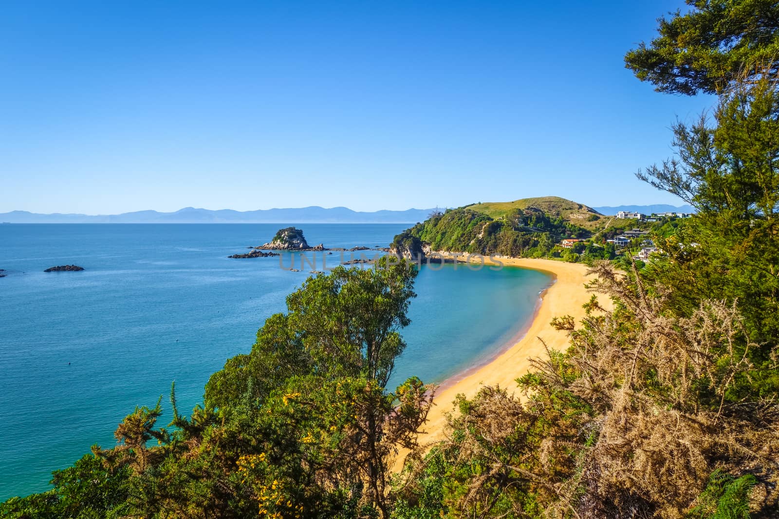 Abel Tasman National Park. White sand bay and turquoise sea. New Zealand