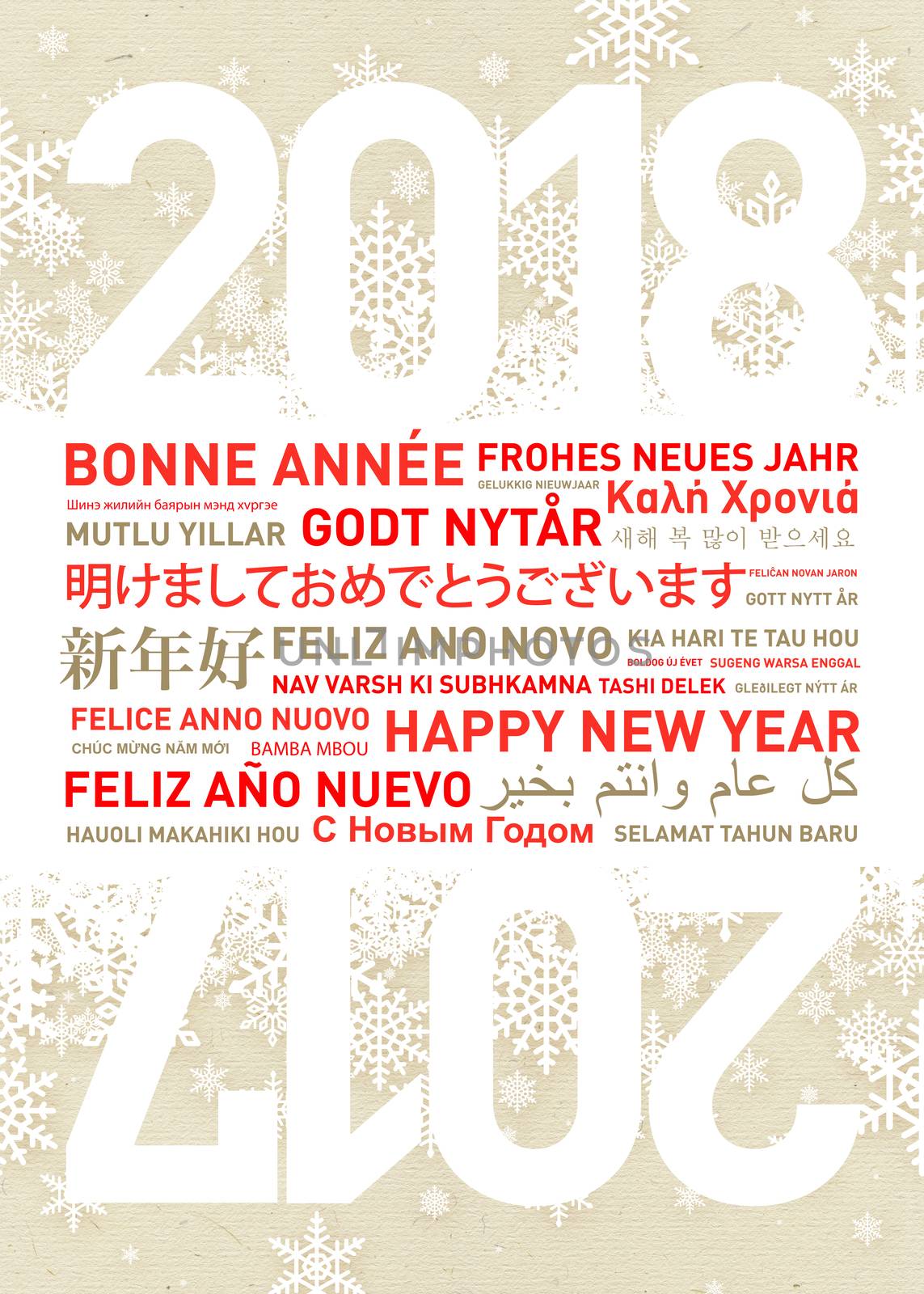 Happy new year card in different world languages