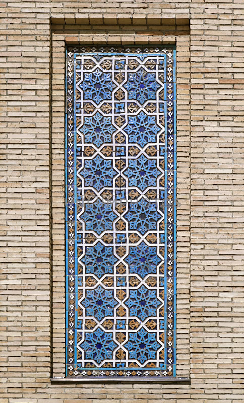 Old Eastern mosaic on the wall of a mosque, Uzbekistan