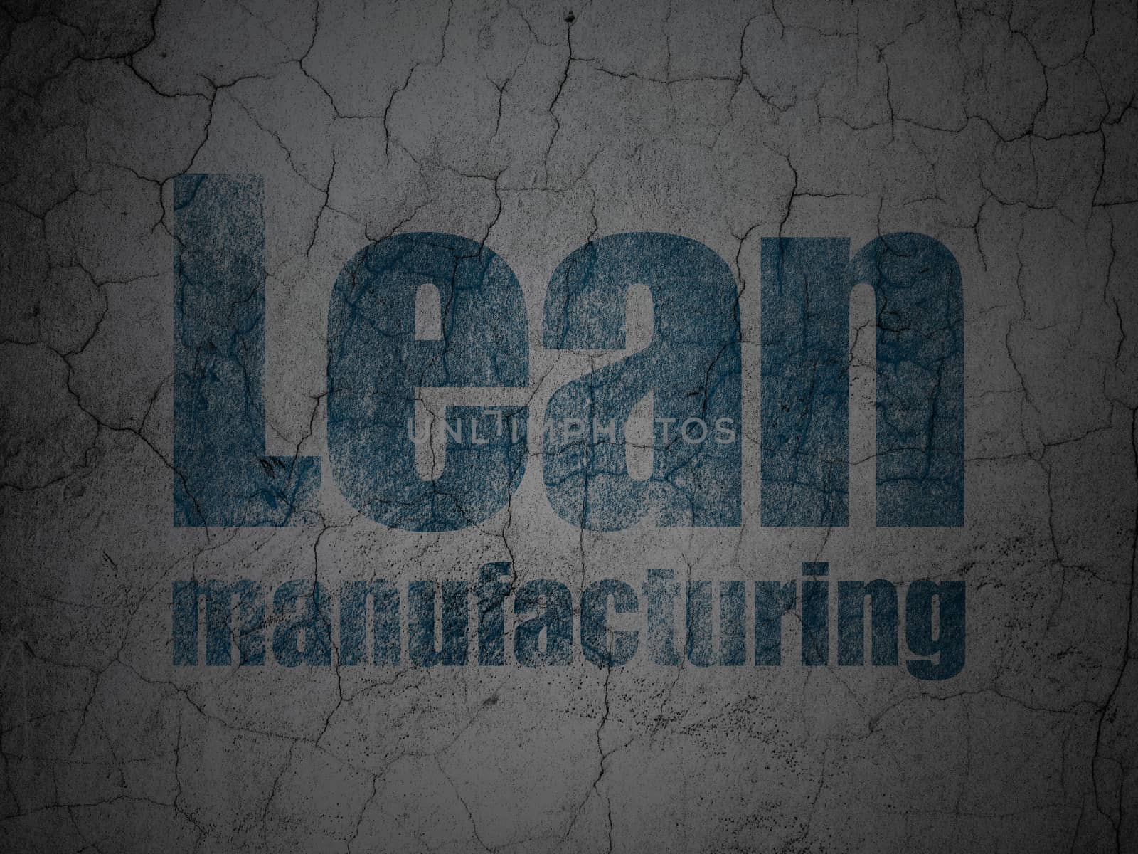 Manufacuring concept: Blue Lean Manufacturing on grunge textured concrete wall background
