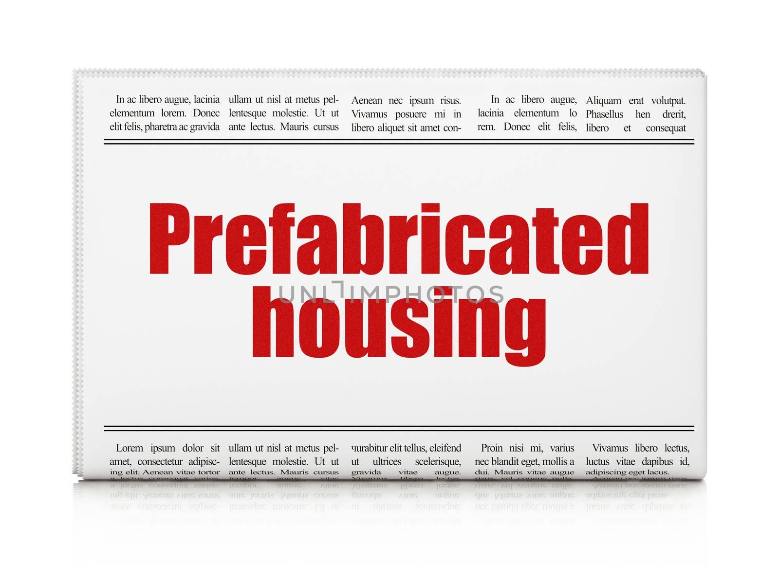 Constructing concept: newspaper headline Prefabricated Housing by maxkabakov