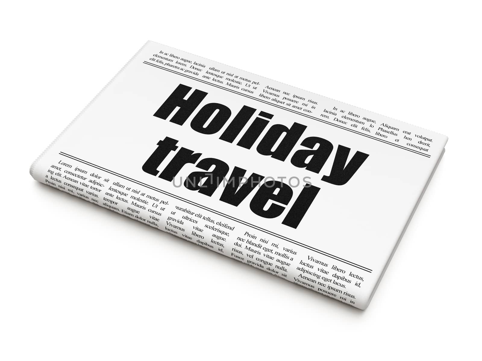 Tourism concept: newspaper headline Holiday Travel on White background, 3D rendering
